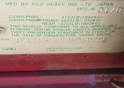 2003 Subaru Forester Xs z USA, uszkodzony, nr VIN JF1SG65643H760285